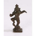 19th Century Indian bronze, Shiva in his form as the cosmic dancer, 5.5cm high