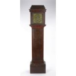 George III oak longcase clock, Sam Walford, Great Bardfield, the glazed hood above a long trunk door