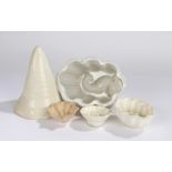 Collection of 19th Century moulds, to include a prawn moulded jelly, a cone, star, jelly and