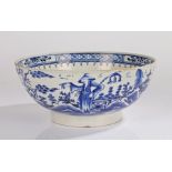 18th Century English pearlware bowl, with an Oriental figure standing by a lake with a Pagoda to the