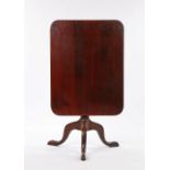 George III mahogany occasional table, the rectangular tilt top above a turned column and cabriole