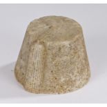 Unusual 19th Century life size marble fez, with a tassel above the tapered body, 13cm high