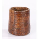 19th Century dug out treen container, the dug out pot with shallow line decoration, 9.5cm high