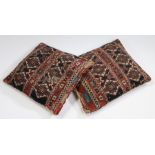 Two rug cushions, with geometric designs, 48cm x 53cm, (2)