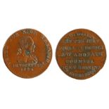 British Token, copper Halfpenny, 1794, bust of J. H. Tooke, TRIED FOR HIGH TREASON, R. ACQUITTED