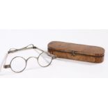 Cased pair of silver George III spectacles, the silver spectacles hallmarked Birmingham 1805 by