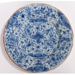 18th Century Bristol Delft plate, circa 1730, with all over foliate and bud design, 23cm diameter