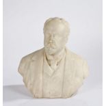 Edwardian alabaster bust, of a bearded gentleman, 33cm high