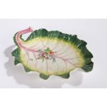 Chelsea Porcelain Leaf Shaped Dessert Dish, circa 1758, naturalistically modelled and painted with a