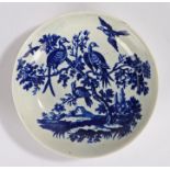 18th Century Worcester porcelain dish, 1770-1785, The Birds in Branches pattern, crescent C mark