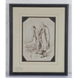 Lionel Grimston Fawkes (British, 1849-1931) RA & Mr Giles, pen and ink sketch, 15cm x 19cm