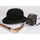 Collection of items, to include a Moores & Son, London bowler hat, an Ensign Flu-Vue camera and a