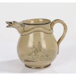 Rare early 18th Century English pottery Drabware jug, attributed to Ridgway & Turner having a