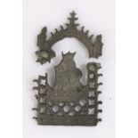 15th Century Medieval pilgrims badge, with a crowned figure in a frame, 40mm high