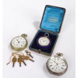 Three pocket watches, the first silver cased R W Wooltorton Saxmundham example, a silver cased