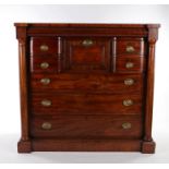 Victorian mahogany Scottish chest of drawers, the rectangular top with projected corners above a