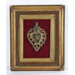 19th Century Ex Voto Suscepto, with the central heart with an arched surround and flames above, 14cm