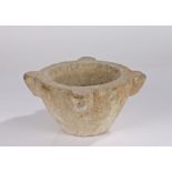 19th Century marble pestle, of typical form with four roundels projecting, 30cm wide