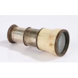 George III bone and silvered monocular, of typical form with a two draw silvered body, 5cm wide