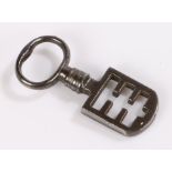 George III steel safe key, with two rows of internal teeth to the loop, 6cm long