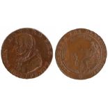 British Token, copper Halfpenny, late 18th Century, obverse JOHN HOWARD F.R.S. HALFPENNY,