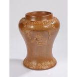 George III stoneware baluster counter top tobacco jar, with a vine and grape collar with the