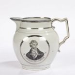 Early 19th Century silver lustre documentary jug, commemorating 'Sir Francis Burdett, Bart M.P,