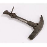 Afghanistan or Kurdish 18th Century Strike-a-light, hammer shape with a loop to the end, 14.5cm
