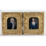 Pair of 18th Century portraits, depicting a gentleman and lady, the portraits with the labels to the