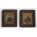 Two 19th Century ambrotypes, of a young gentleman and a young lady housed within the original