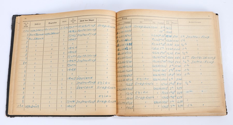 Second World War German Luftwaffe Flubuch (Pilots Log Book) to Unteroffizier Hans Isboner, the - Image 2 of 2