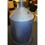 Blue metal petrol can, with swing handle and screw lid, 54cm high