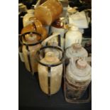 Collection of stoneware hot water bottles and storage jars (qty)