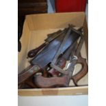 Hobson London brass mounted saw, Geo. Hunkin 331 Euston Rd brass mounted saw, five other saws (7)