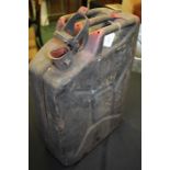 W & W World War II jerry can, stamped WD 1944 and labelled "lubricating oil", AF