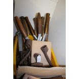 Tools to include five pairs of garden shears, "the Whale" 15" adjustable spanner, two axe heads, two