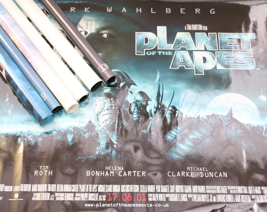 Seven British Quad film posters, consisting of Planet of the Apes, Hannibal, Shrek, Harry Potter,