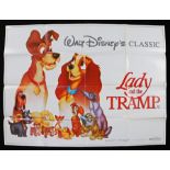 Lady and the Tramp (1955) film poster, 76cmx 102cm, folded, later print