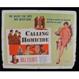 Calling Homicide (1956) film poster, starring Bill Elliott, Don Haggerty, and Kathleen Case, 56cm