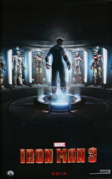 Iron Man 3 (2013) - British one-sheet film poster, starring Robert Downey Jr., Guy Pearce, and