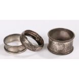 Three silver napkin rings, various dates and makers, 1.5oz (3)