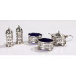 George V silver condiment set, Birmingham 1931, maker William Suckling Ltd, consisting of mustard