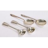 Pair of Victorian silver mustard spoons, London 1866, maker Chawner & Co (George William Adams),