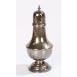 George VI silver sugar castor, Birmingham 1946, makers marks rubbed, of baluster form with loaded
