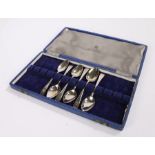 Matched set of six George III silver teaspoons, various dates and makers, the handles initialled