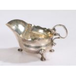 Edward VII silver sauceboat, Chester 1906, makers marks rubbed, with acanthus leaf capped double