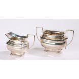 George V silver milk jug and sugar bowl, Birmingham 1931, maker Joseph Gloster Ltd, with waisted