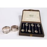 Set of six George V silver teaspoons, Birmingham 1921, maker Hukin & Heath, with folded handle