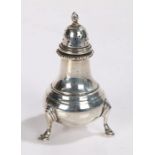 George VI silver pepperette, London 1938, make Harrods Ltd, with flame effect finial above a