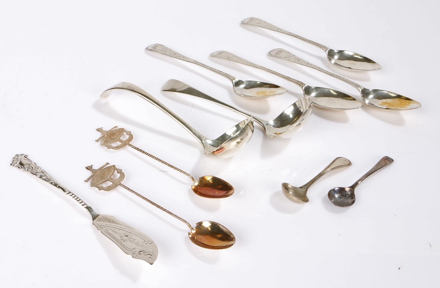 George III and later silver tea and other spoons, various dates and makers to include two small